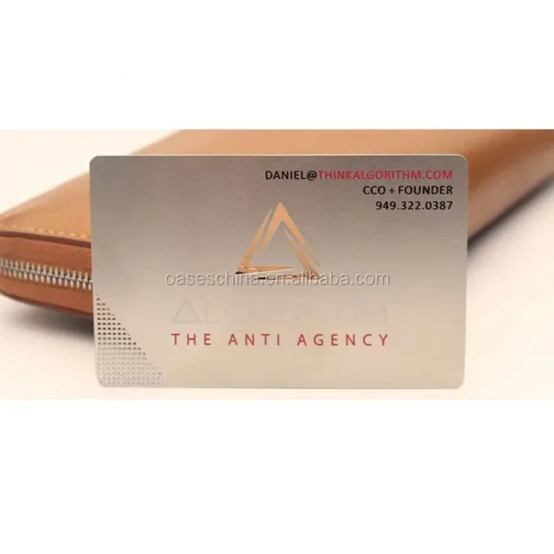 

Customized 0.3mm Stainless Steel Custom Metal Die Cut Laser Engraver Name Card Credit Card Size Metal Business Cards