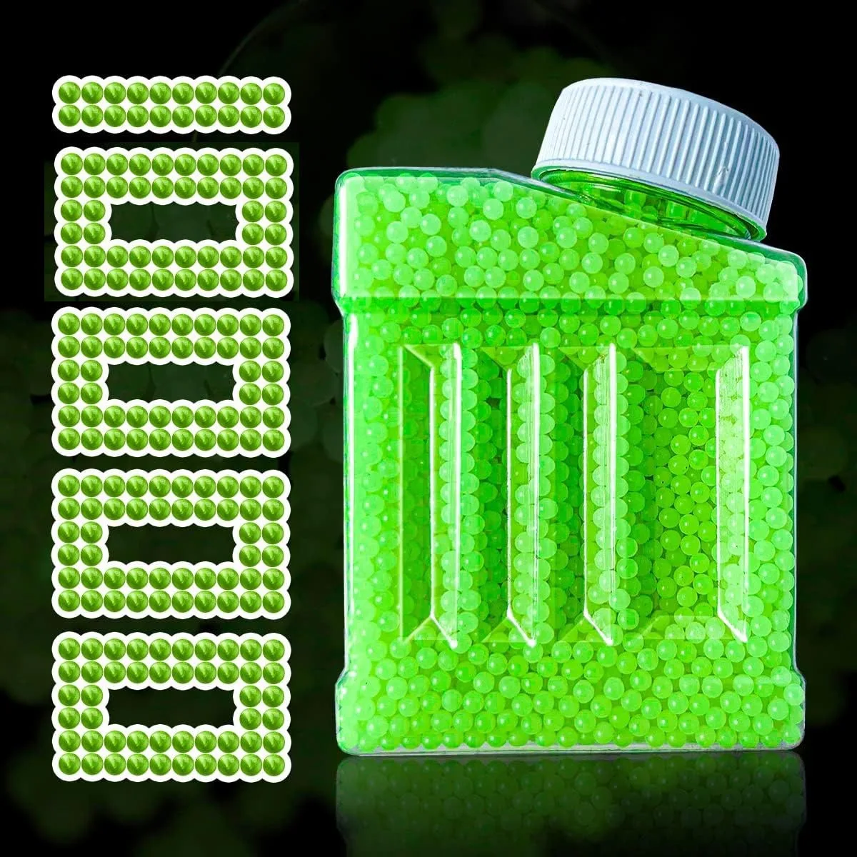 

Luminous Water Beads Blaster Bullets Glow in The Dark Gel Ball Gun Ammo Growing Splatrball Green Crystal Ball for Vase Decor DIY