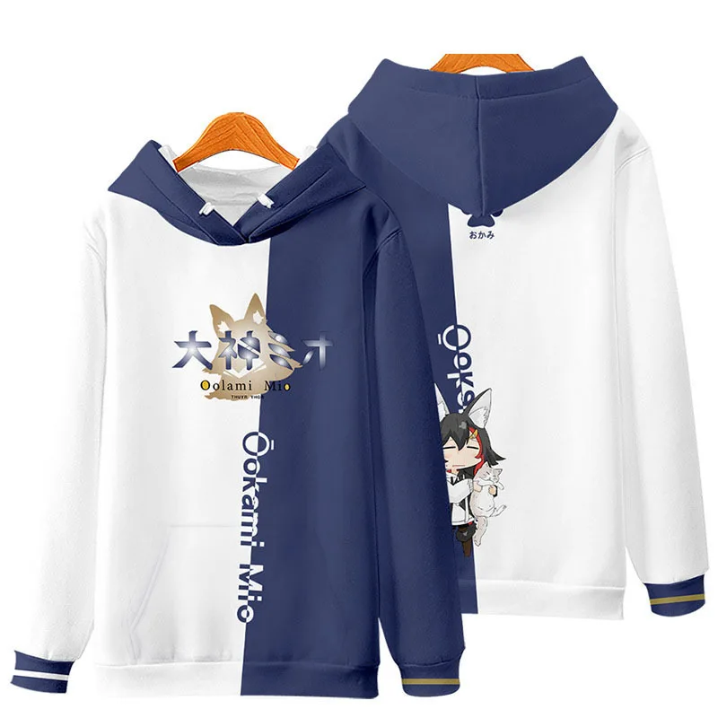 Hololive Vtuber Ookami Mio Cosplay Hoodie Anime 3d Print Heren/Vrouwen Herfst Hoodies Sweatshirt Lange Mouw Pollover Jassen