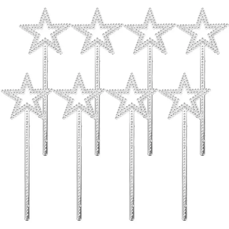 1sets Pentagram Fairy Stick Makeup Prop Stick Star Wand Silver Fairy Wands Star For Birthday Wedding Christmas Party Costume