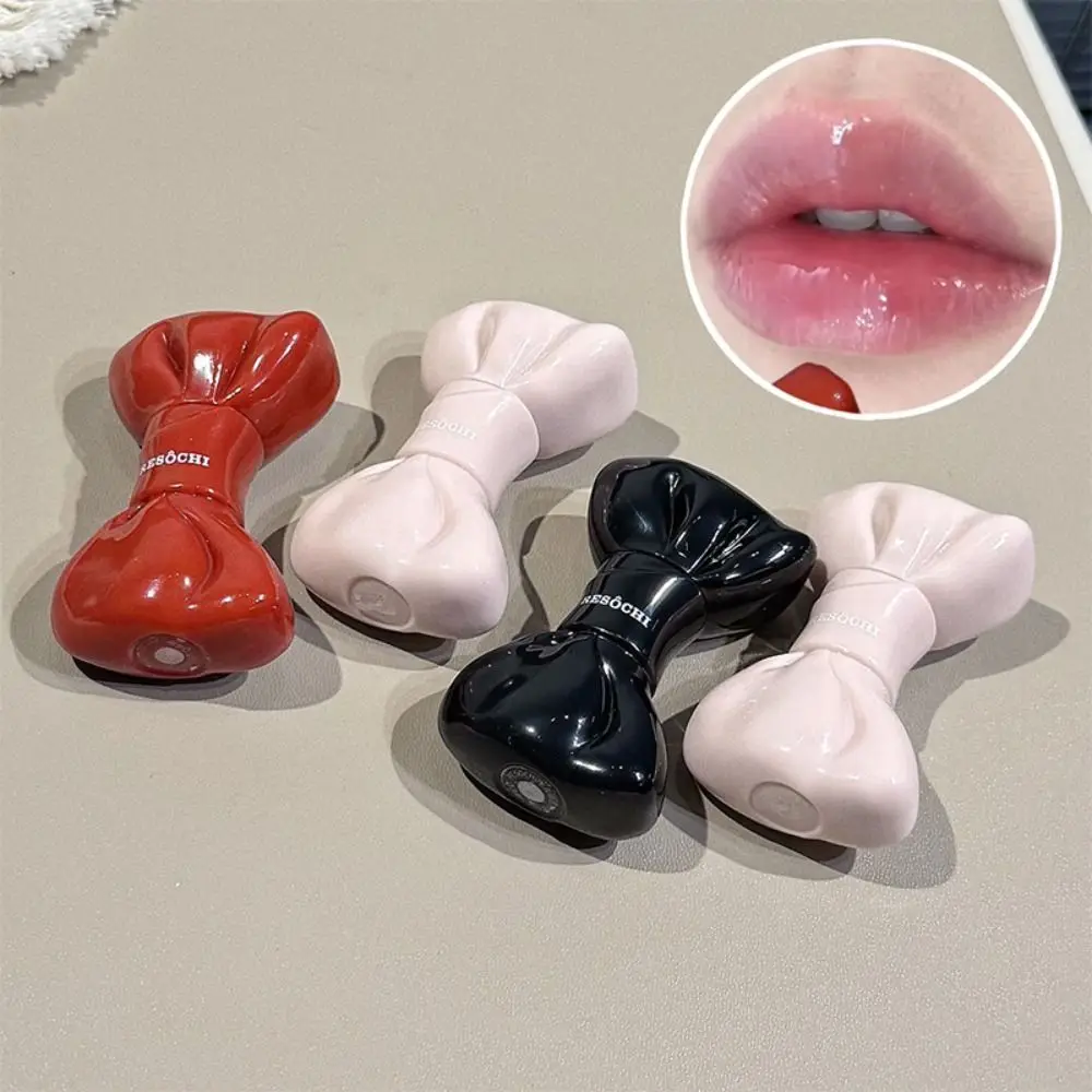 Bow Tube Jelly Mirror Lip Gloss Watery Texture Long Lasting Bowknot Lip Tint Moisturizing Non Sticky Liquid Lipstick Lip Makeup