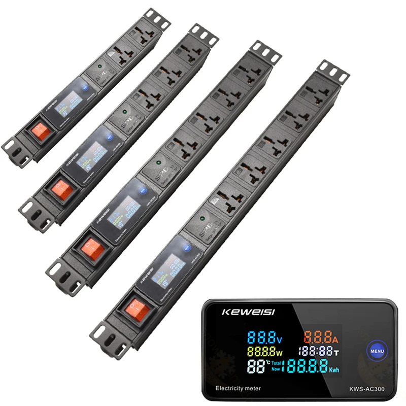 Smart Power Strip digital voltage measuring instrument 2-7 socket 16A socket surge protector For network cabinet rack – купить по цене $44.09 в aliexpress.com | imall.com