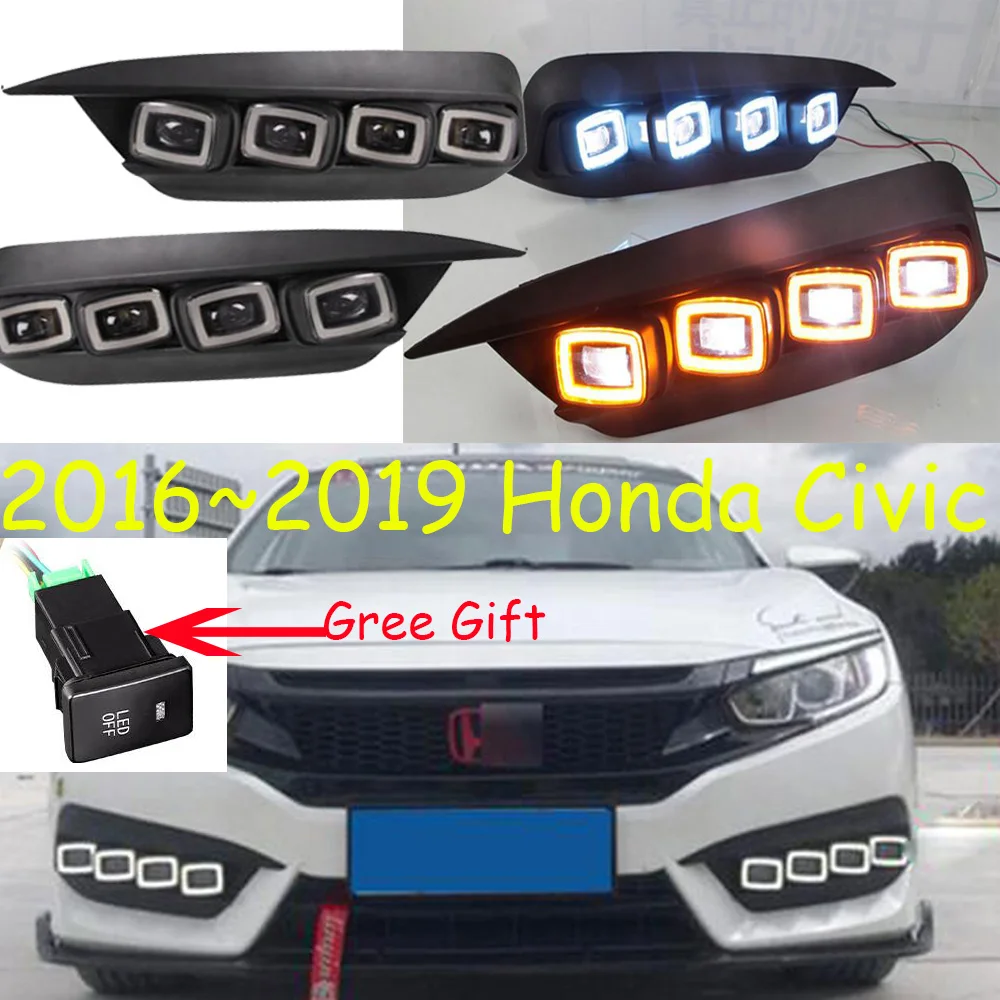 one set car Bumper headlight sedan car for Civic daytime light 2016~2018y car accessories,LED DRL head light for Civic fog light