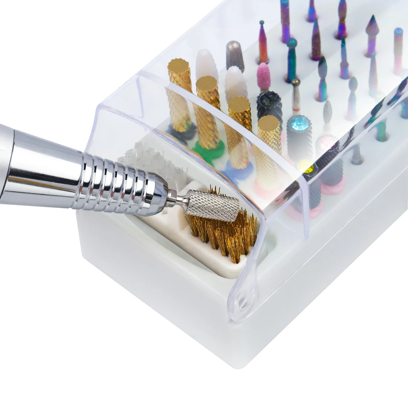 30 Loch Nail Art Bohrer Aufbewahrung sbox Polier bohrer Reinigung Display Rack Wolfram Stahl Organisation Box Maniküre Werkzeuge