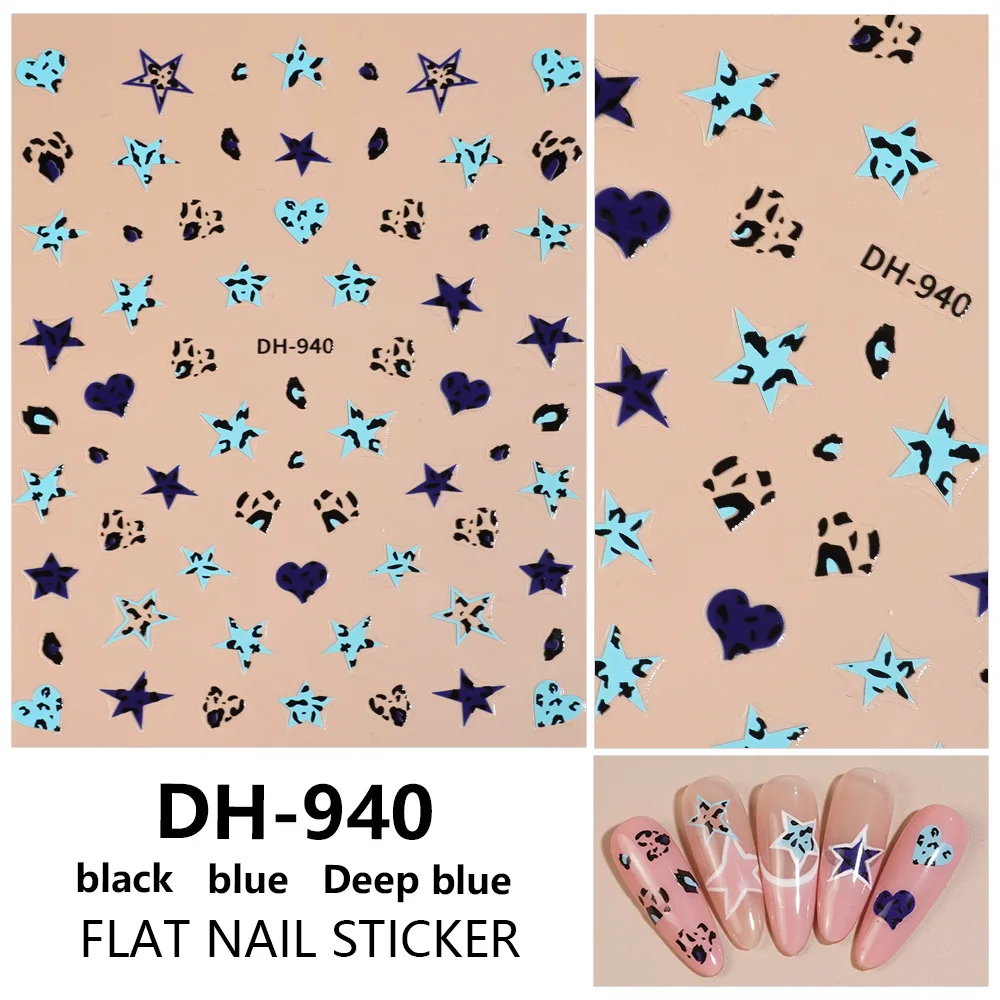

1/5pcs Cute Star Heart Nail Stickers Women's DIY Nail Art Stickers Black Blue Manicure Self-adhesive Decorative Decals