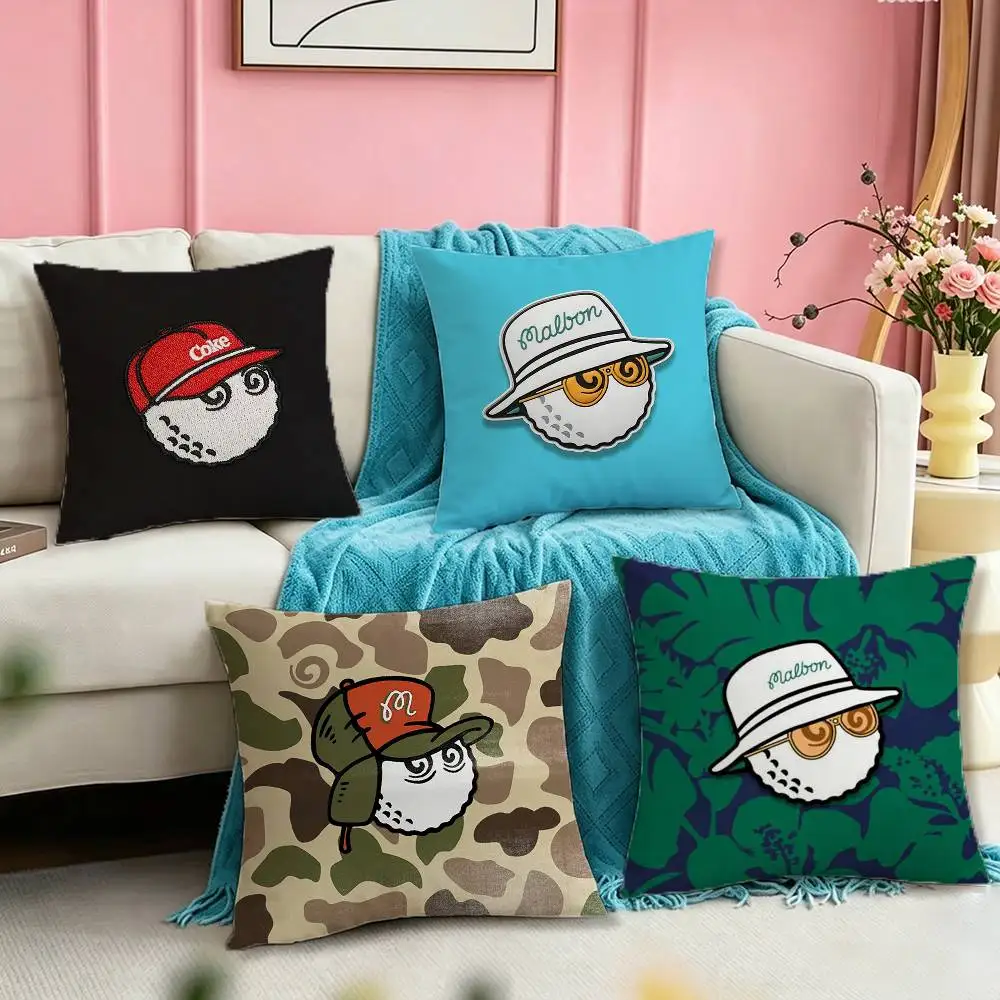 Fashion Golf MALBON Pillow Case Square Double-Sided Sofa Cushion Cover Bedroom Bedside Pillow