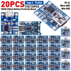 1-20PCS TP4056 5V 1A 18650 Lithium Battery Charger Module Type-C/Micro USB/Mini USB Charging Board With Protection Dual Function