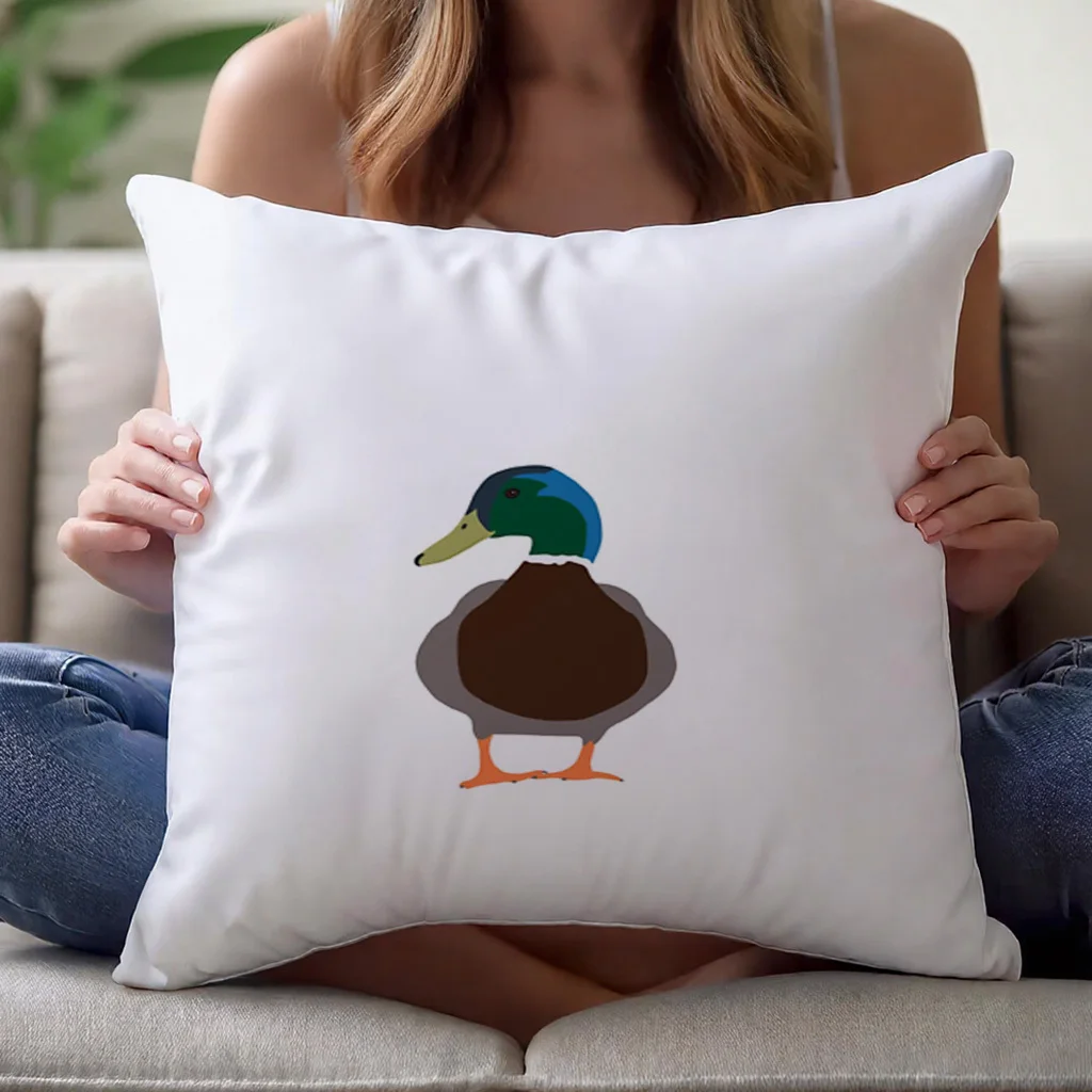 1pc Vintage Mallard Duck Pillow Cover White Background Double-Sided Polyester 16x16/18x18/20x20in Zipper Washable