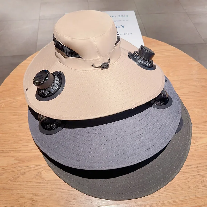 

2025 Fashion UV Protection Sunshade Outdoor Summer Fishing Protection Sunscreen Air Conditioning Fan Fisherman Sun Hat
