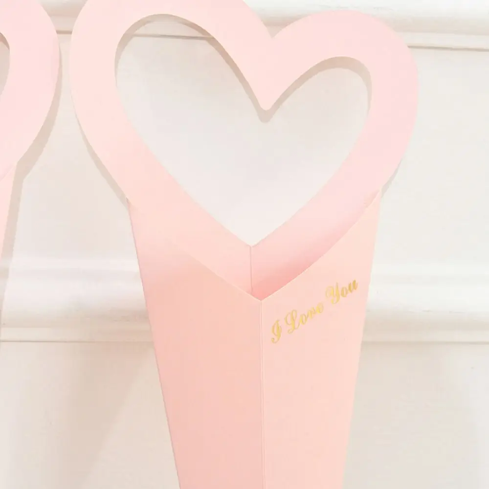 10pcs Romantic Heart Single Flower Box DIY Paper Bouquet Packaging Box Portable Rose Wrapping Gift Box Wedding Birthday Party