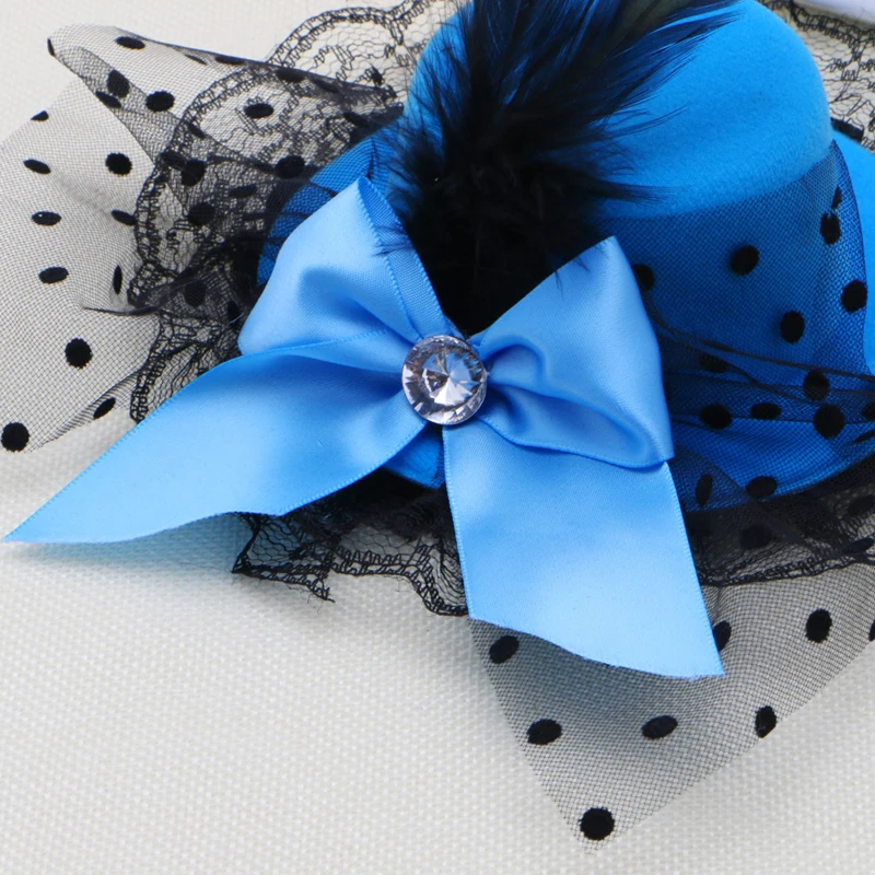 New Style Frauen Bogen Haars pangen Spitze Feder Mini Zylinder Phantasie Fascinator Party – Detail 5