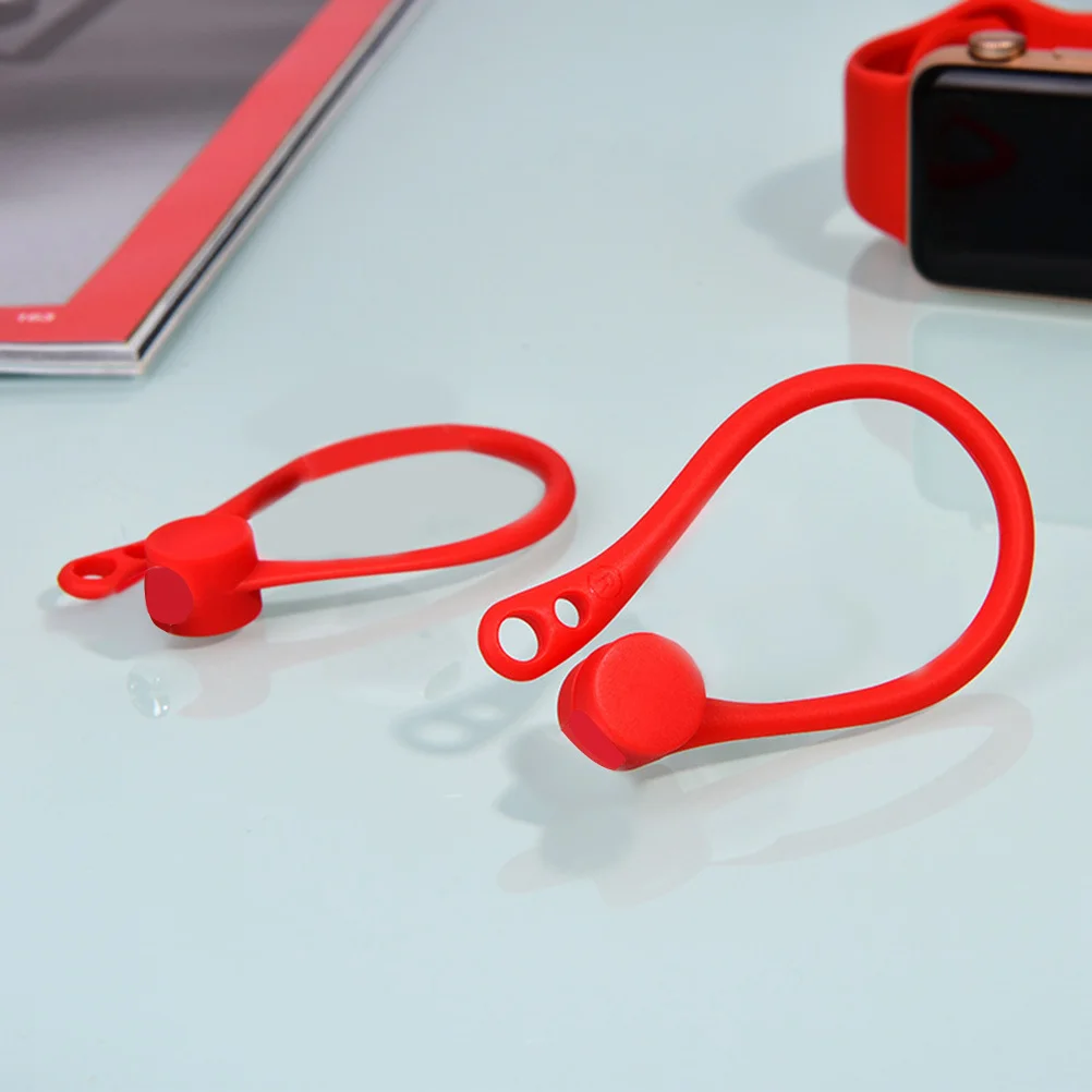 زوجان من خطافات الأذن المريحة المصنوعة من السيليكون المضادة للانزلاق، أغطية سماعات الأذن للجري والركض وركوب الدراجات باللون الأحمر والأسود #4