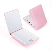 Ladies' Travel Essential! Dry Battery LED Handheld Makeup Mirror, 2X Zoom & 3-Level Stepless Dimming