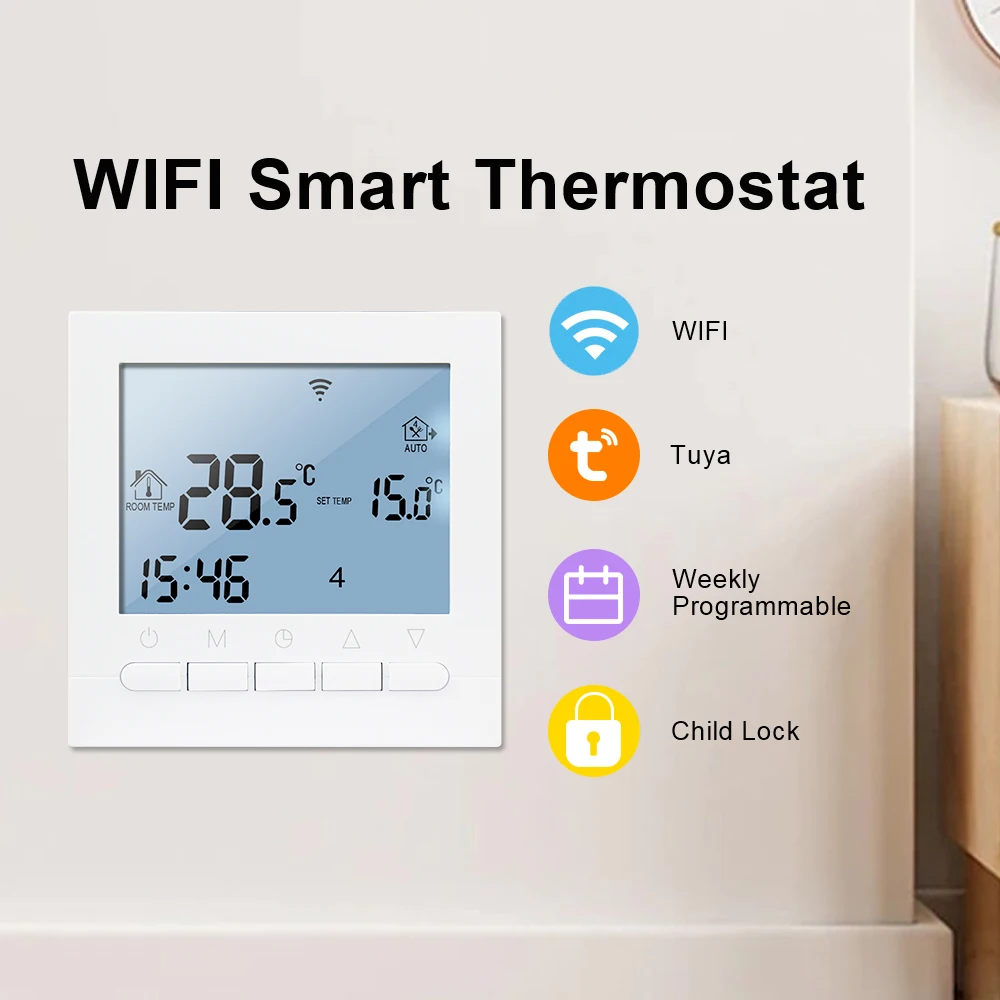 Wifi Smart Thermostat Temperature Controller Floor Heating Regulator 220V 16A/3A LCD Weekly Programmable Work with Google Home