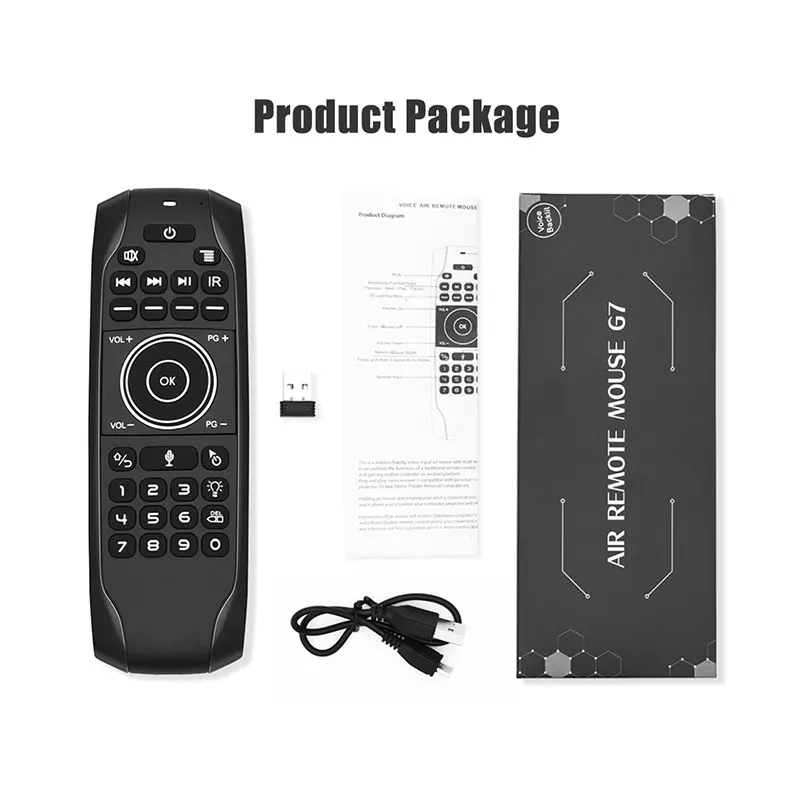 G7r/g7v pro teclado sem fio, russo, Inglês, controle remoto, retroiluminado, voz, giroscópio, 2.4g, air mouse, ir, aprendizagem para caixa de tv inteligente