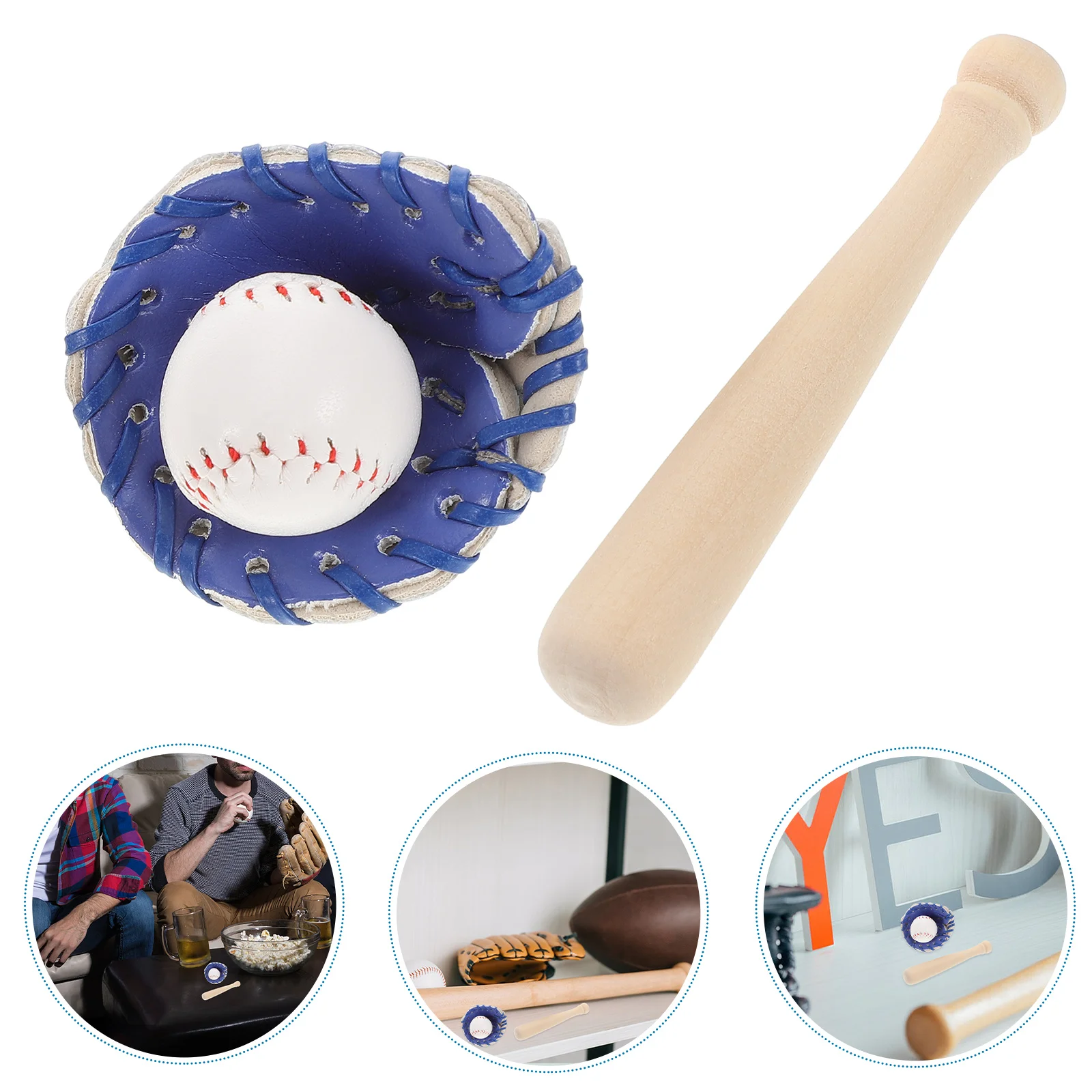 

Miniature Sports Balls Set Baseball Softball PU Decorations for Toys House Accessories Fun Glove