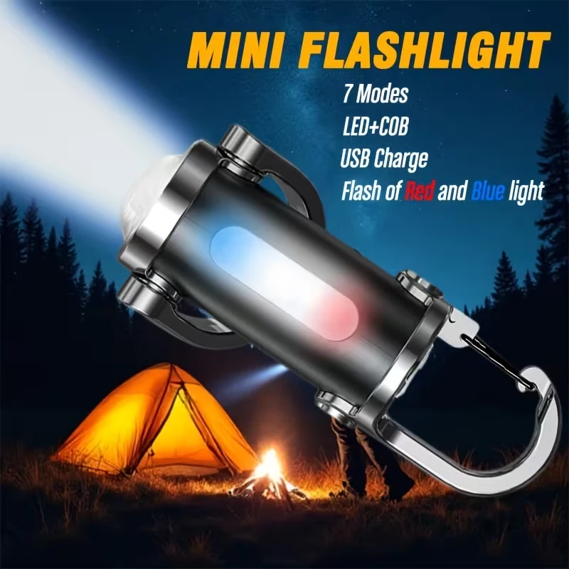 Mini Keychain LED Flashlight Portable Light Multifunction Outdoor Emergency Torch Bag Clip For Hiking Camping Fishing Running
