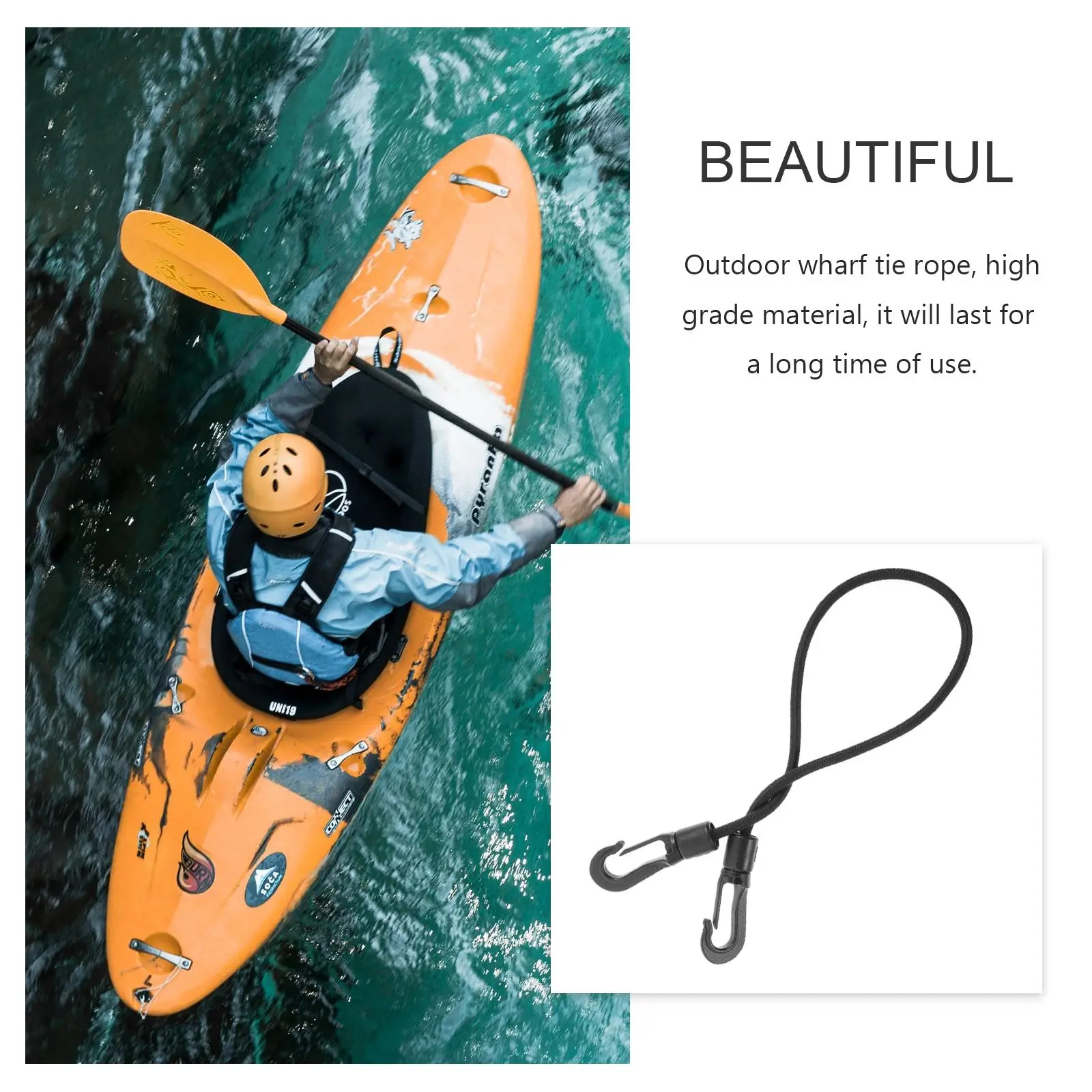 3 Pcs Boat Tie Rope Elastic String Hook Kayak Paddle Holders Straps Dock Mooring Line Sailboat Supplies Yacht  Heavy Duty