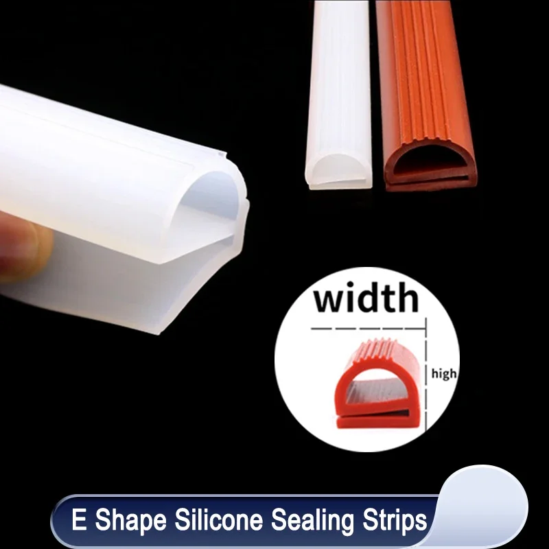 

1/3m Silicone E Shape Strip Rubber Sealing Strip White/Red E-shaped E-strip High Temperature Oven Seal Strips