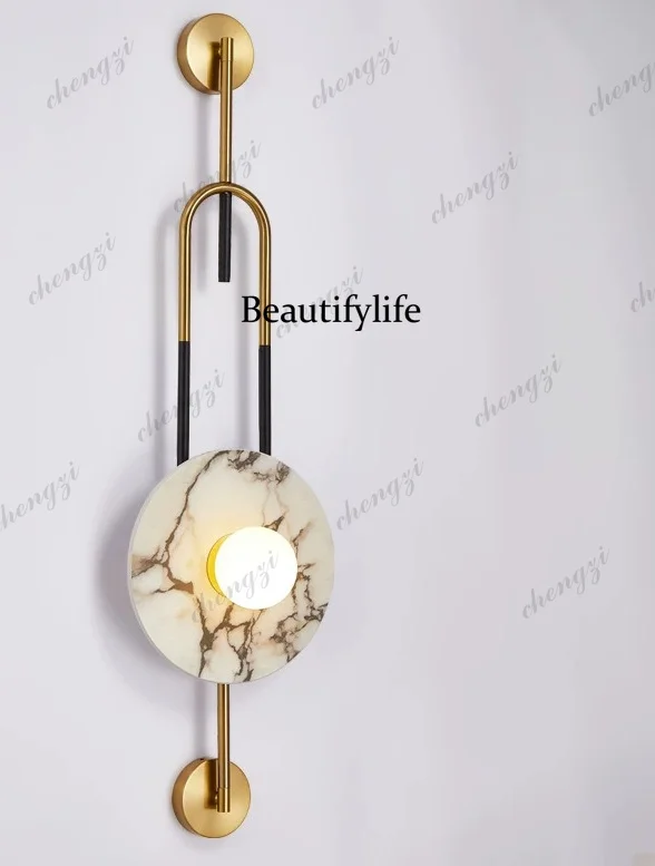 French antique wall lamp living room personalized background wall staircase villa, long pole decorative lamp
