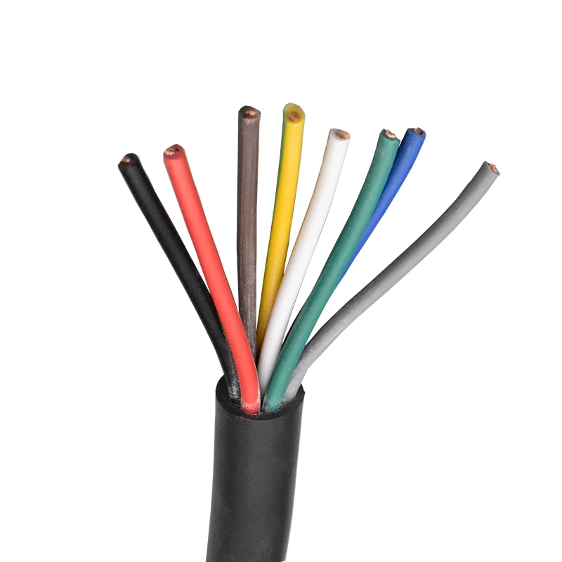 RVV Electric Cable 2Meters 2/3/4/5/6/7/8 Cores 26/24/22/20/18AWG Control Signal Wire Copper Insulated Sheathed PVC Cable