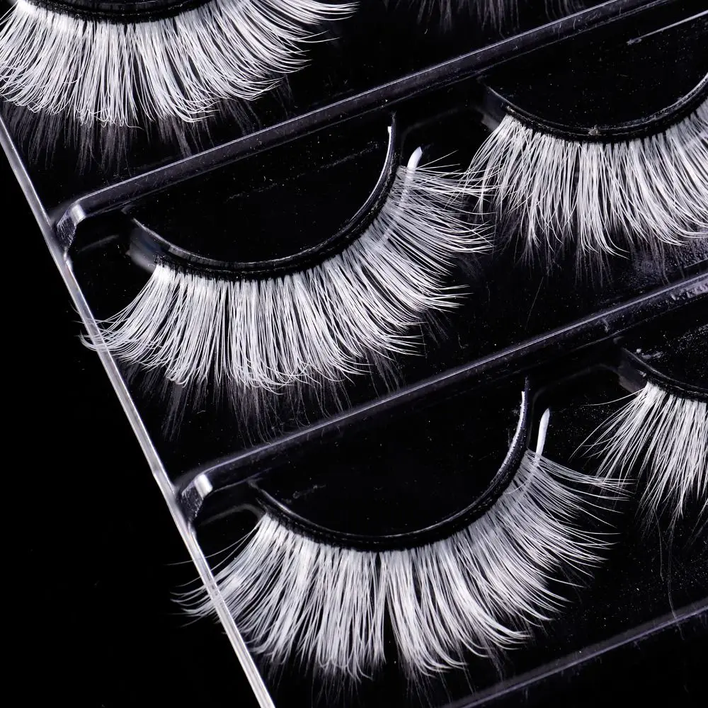 3 paia di ciglia finte bianche drammatiche maniche naturali soffici ciglia finte visone striscia completa ciglia cosplay dense strumento di trucco