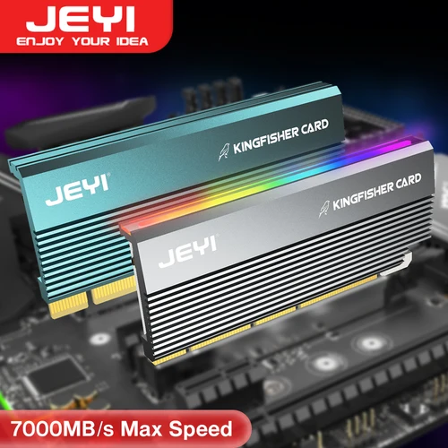 Adaptador JEYI RGB PCIe 4.0 NVMe, tarjeta adaptadora PCIe a NVMe M.2 SSD con disipador térmico de aluminio, Compatible con Gen4 Gen3 Gen2 Gen1
