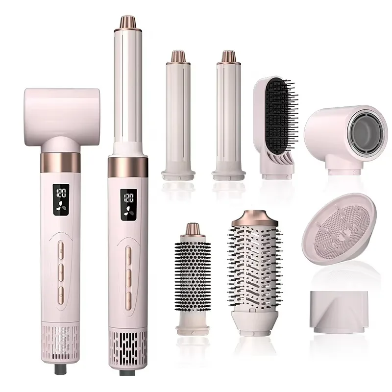 110000RPM 8‑in‑1 Multi‑Function High‑Speed One‑Step Hair Dryer, Straightener Curler Ionic Hot Air Brush Styling Tool