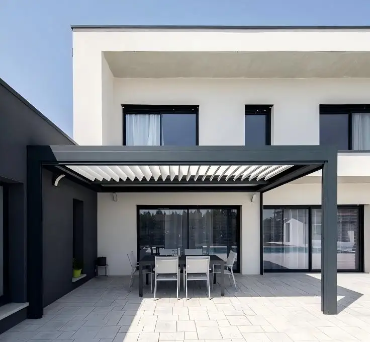 Customize Size Large Modern Aluminium Outdoor Sun Shelter 4x4 4x6 Pavilion Ready-Made Louvered Pergolas with Powder Coated Frame