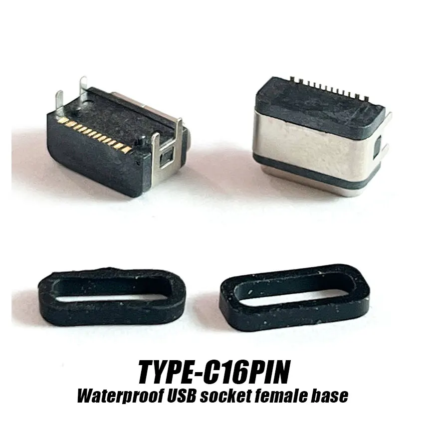 1/5/10Pcs TYPE C 16Pin Waterproof Female USB Jack Dock Waterproof USB Socket Jack DIY Power Charging Connector Port