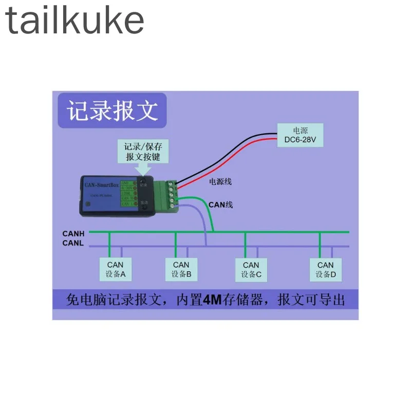 CAN/CANFD Offline Playback, CAN Boot Box, CAN Message Recording and Playback Box, CAN Recorder