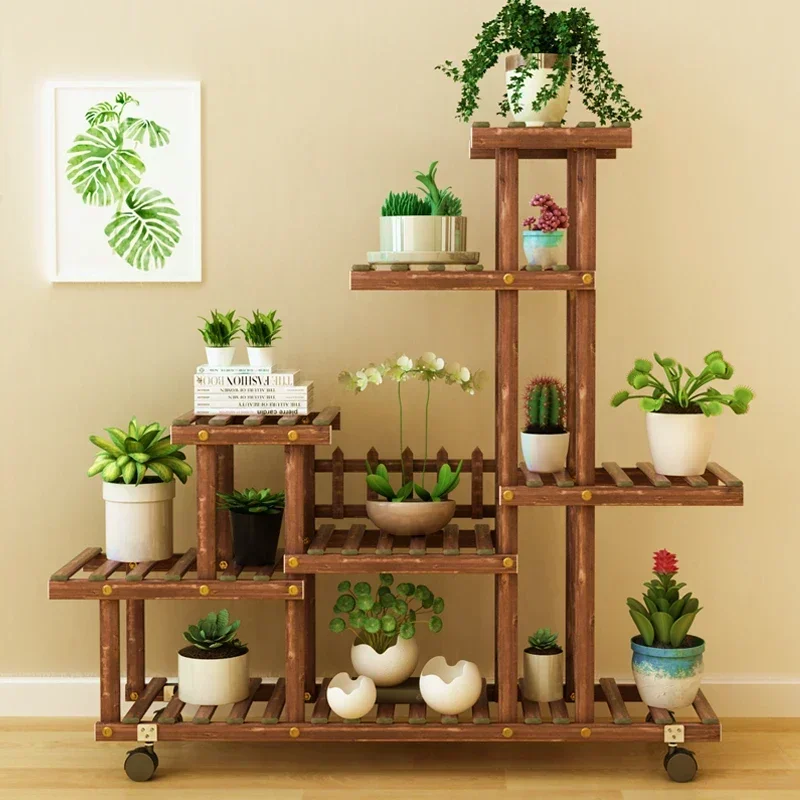 Shelf Universal Plant Shelf Rack Tiered Luxury Wheels Bamboo Plant Shelf Rack Indoor Adjustable Bitki Raflar Garden Furniture