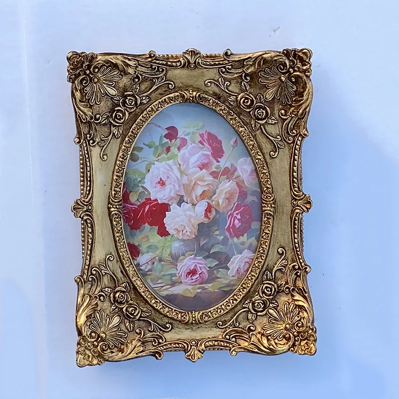 

Mutihome American Style Room Decoration Photo Frame Picture Frames 6-inch Retro Carved Oval Antique Photo Frame