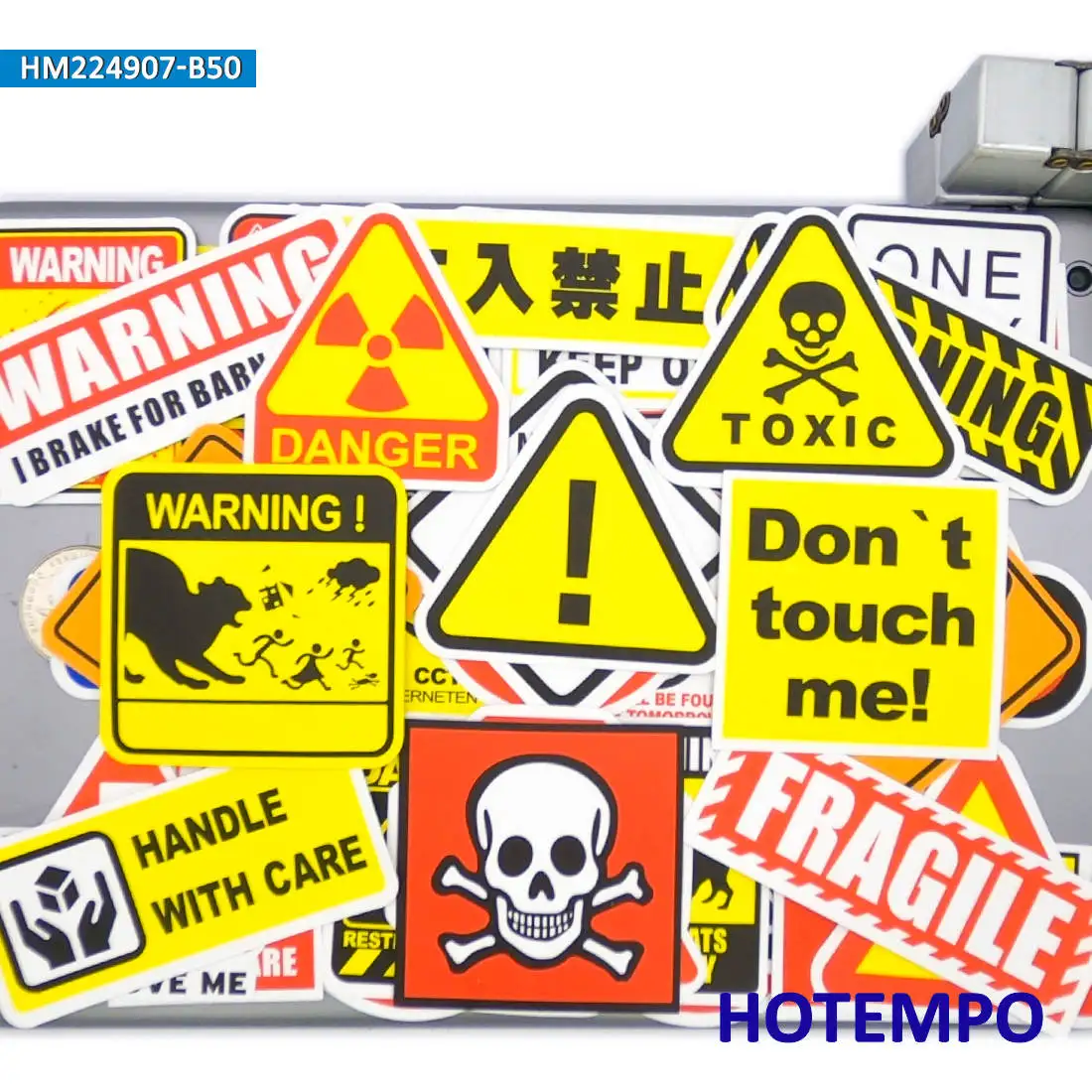 20/30/50Pieces Caution Tip Decals Stop Warning Danger Signs Funny Stickers for Motorcycle Car Bike Luggage Laptop Helmet Sticker