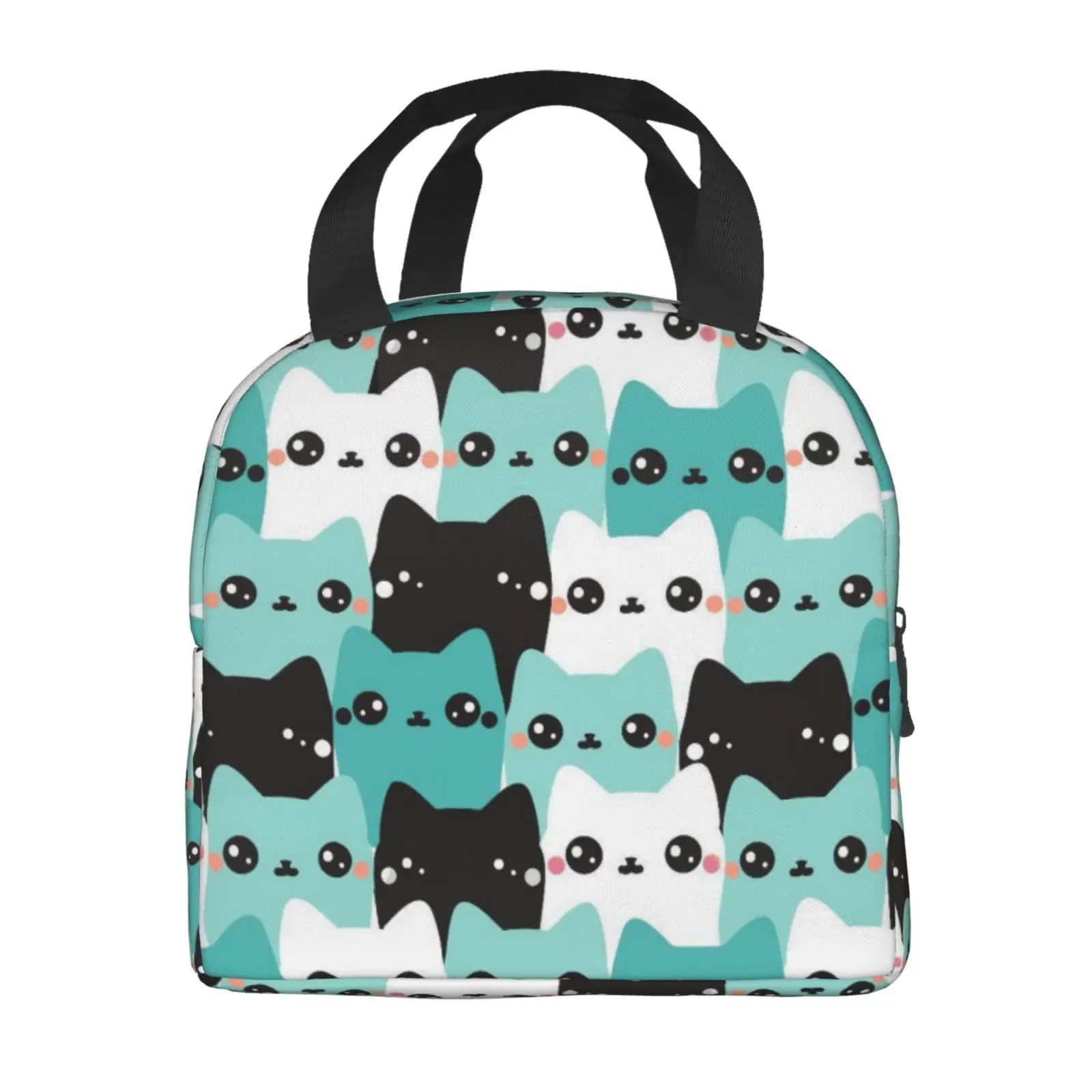 Cute Cartoon Cat Print Insulated Lunch Bag The Nightmare Before Christmas Portable Thermal Cooler Lunch Box Container Tote Bags