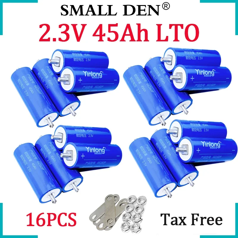 

16PCS New 2.3V 45Ah Original Yinlong 66160 Lithium Titanate LTO Battery 10C 450A Discharge For E-Boat Speaker Car Starter Solar