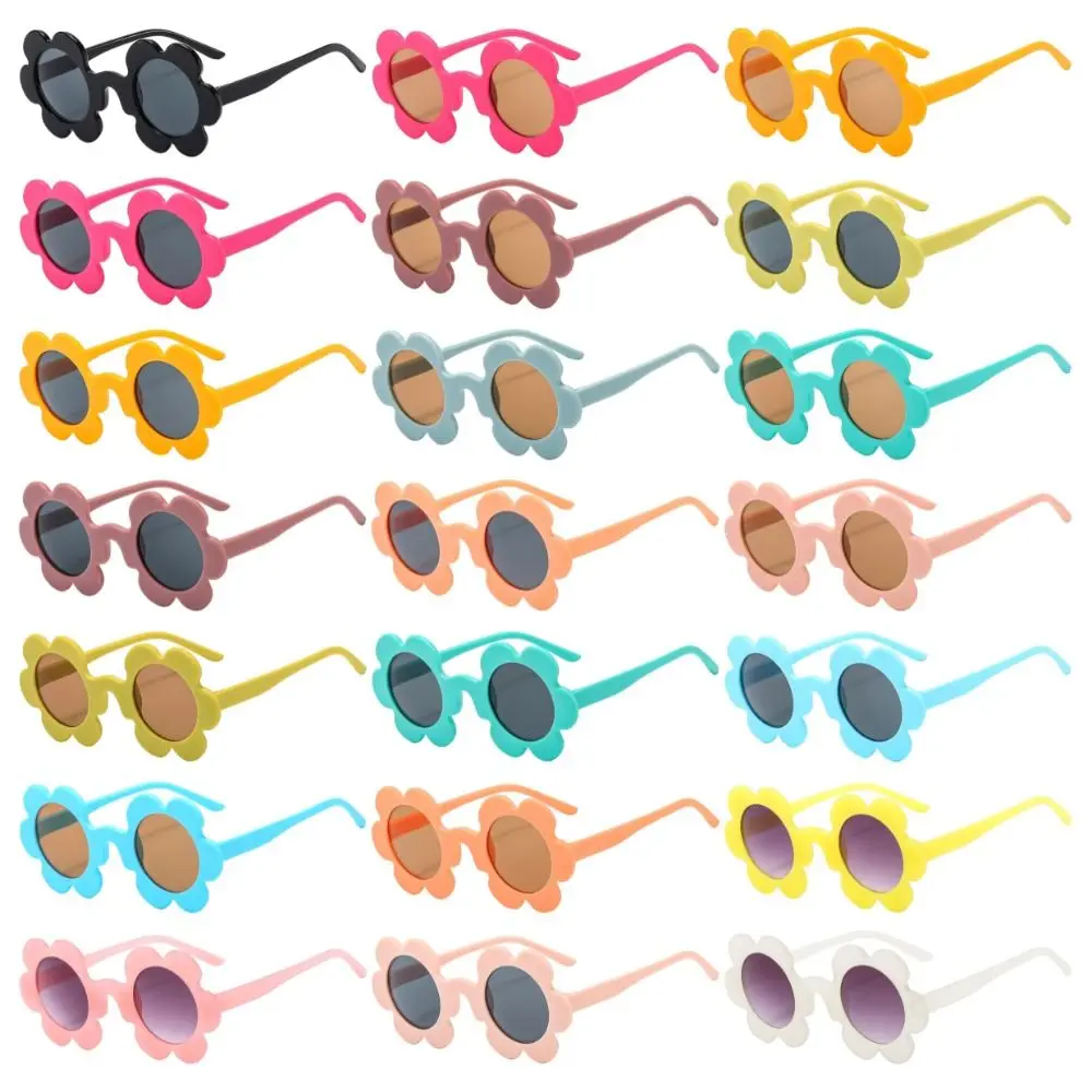 Round Sunflower Sunglasses UV400 Protection Y2K Sun Glasses Flower Shades for Novel Disco/Festival/Party/Music Festival