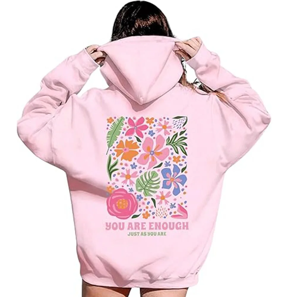 

Beautiful floral print couple hoodie fashionable casual oversized pullover women's sports shirt Harajuku loose comfortable top