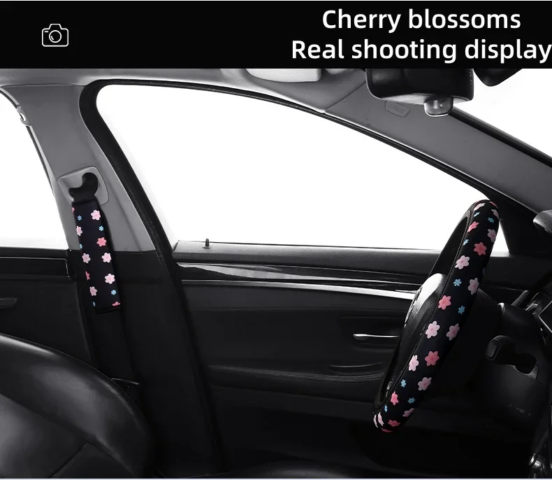 Car Steering Wheel Cover Flowers Print Anti-slip Universal Auto Steering Wheel Protector Interior Accessories wheel cover