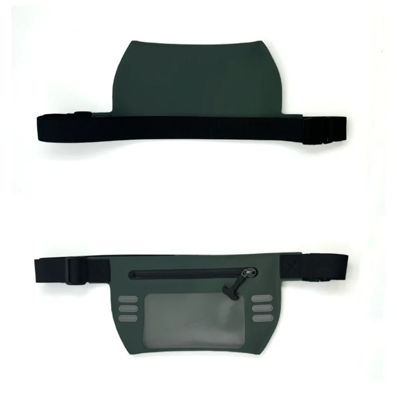 Swimming Waterproof Waist Bag with Airtight Zipper Transparent Touchscreen Window Phone Waistpack Night Safety Reflective Design