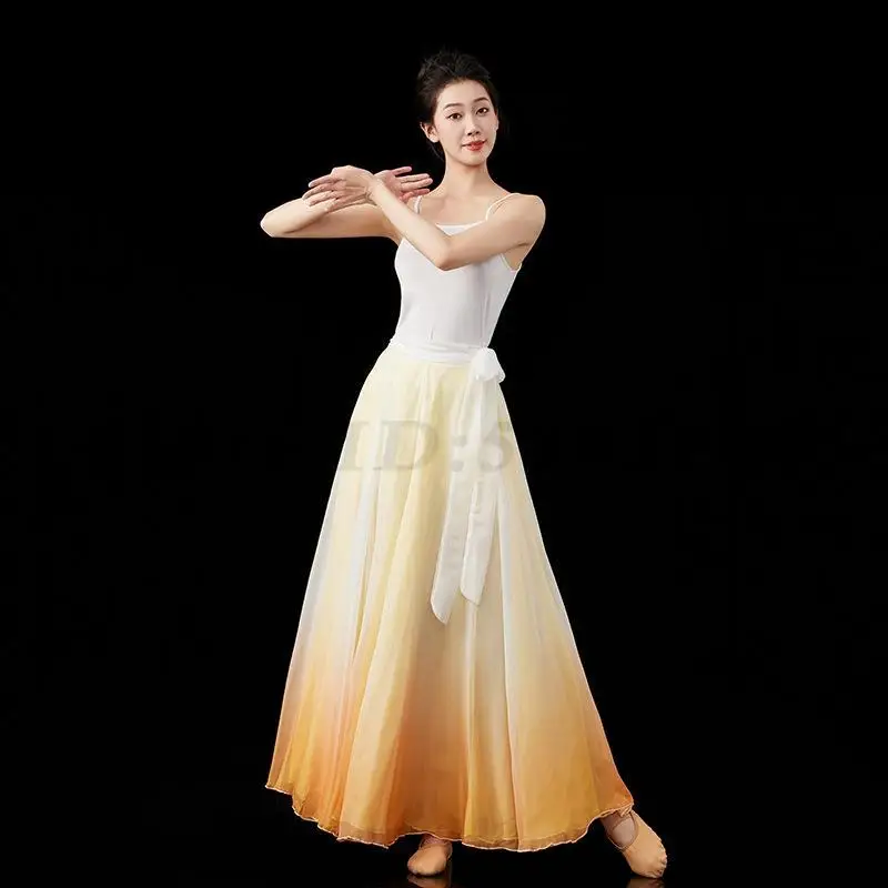 Costumi per Danza Classica, Gonna Sfumata per Spettacoli, Abbigliamento per Performance Cinesi, Elegante Abbigliamento da Balletto e Flamenco per Pratica