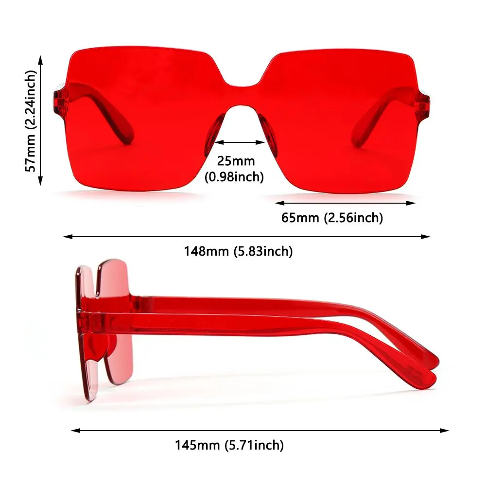 Lunettes de soleil carrées surdimensionnées sans monture pour femmes, protection UV, lunettes ChimTransparent Candy Document, 2022