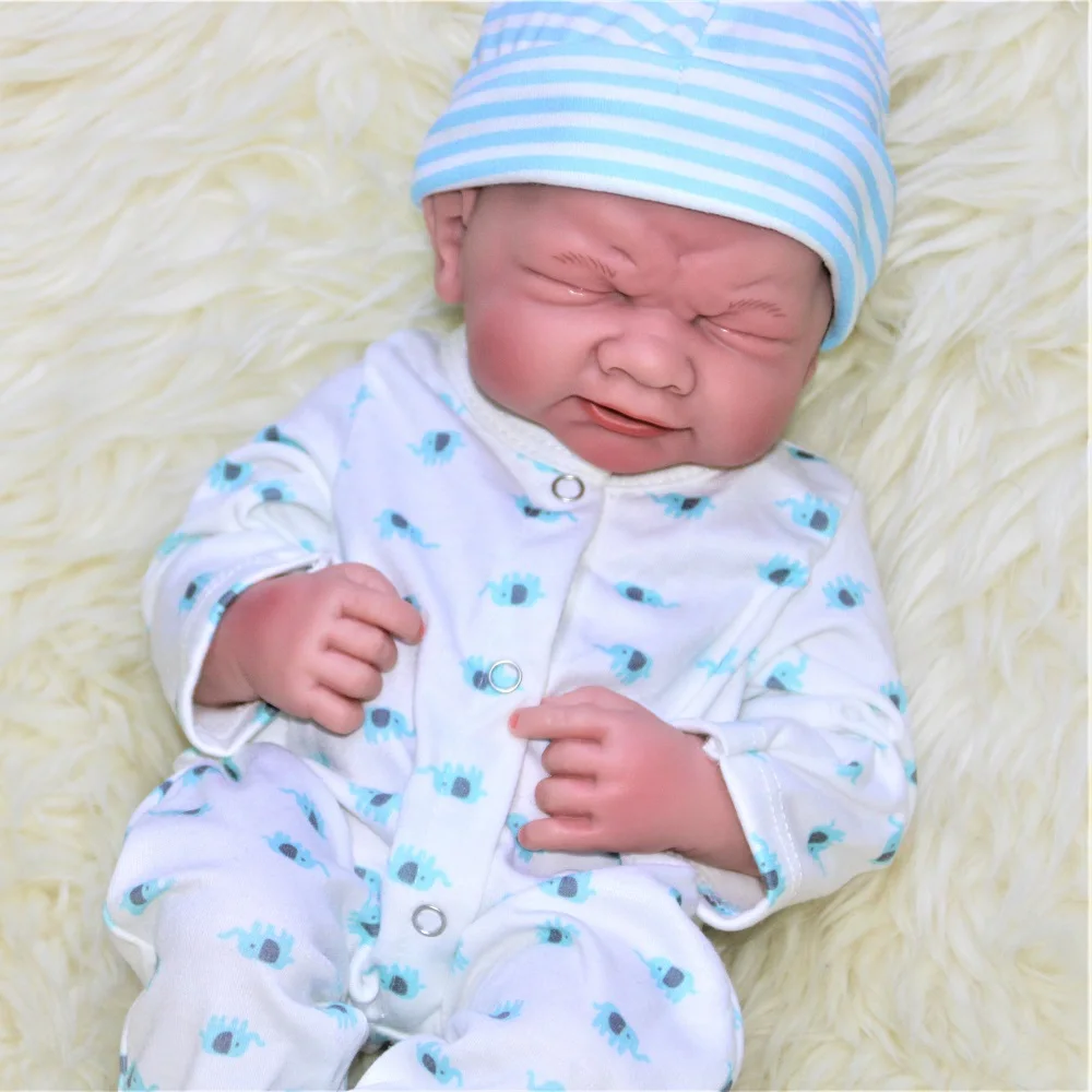 14 Inch Crying Reborn Baby Doll - Lifelike Vinyl Doll with Weeping Expression, Poseable Body for Photography, Pretend Play, Coll