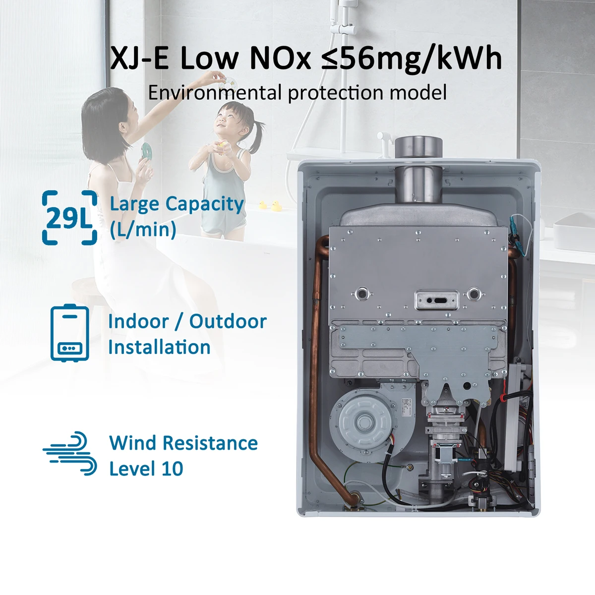 Water Heater Large Capacity 24L/min Indoor/Outdoor Natural Gas Water Heater 24L Copper LOW NOx ≤56mg/kWh For Households