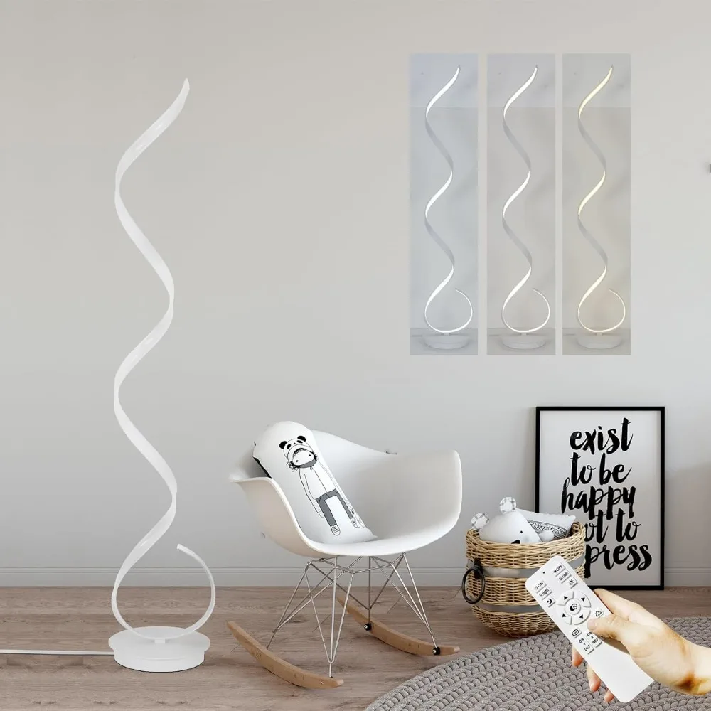 

57-Inch Tall Spiral LED Torchiere Floor Lamp with Super Bright Lighting and 3 Color Settings for Living Rooms and Offices - Remo