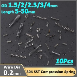0.2mm Stainless Steel Micro Compression Spring Repair Small Compressed Pressure Rotor Return Springs OD 1.5 2 2.5 3 4mm L 5-50mm