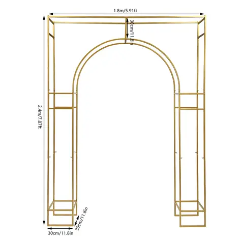 Gold Wedding Arches for Ceremony Square Metal Balloon Arch Stand Garden Arbor Frame for Wedding Birthday Party Decoration