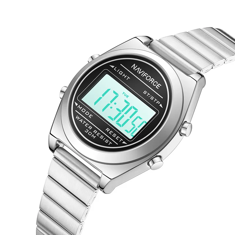 

NAVIFORCE Luxury Women's Electronic Wristwatch Fashion Stainless Steel Strap 3ATM Waterproof Luminous Display Chronograph Gift