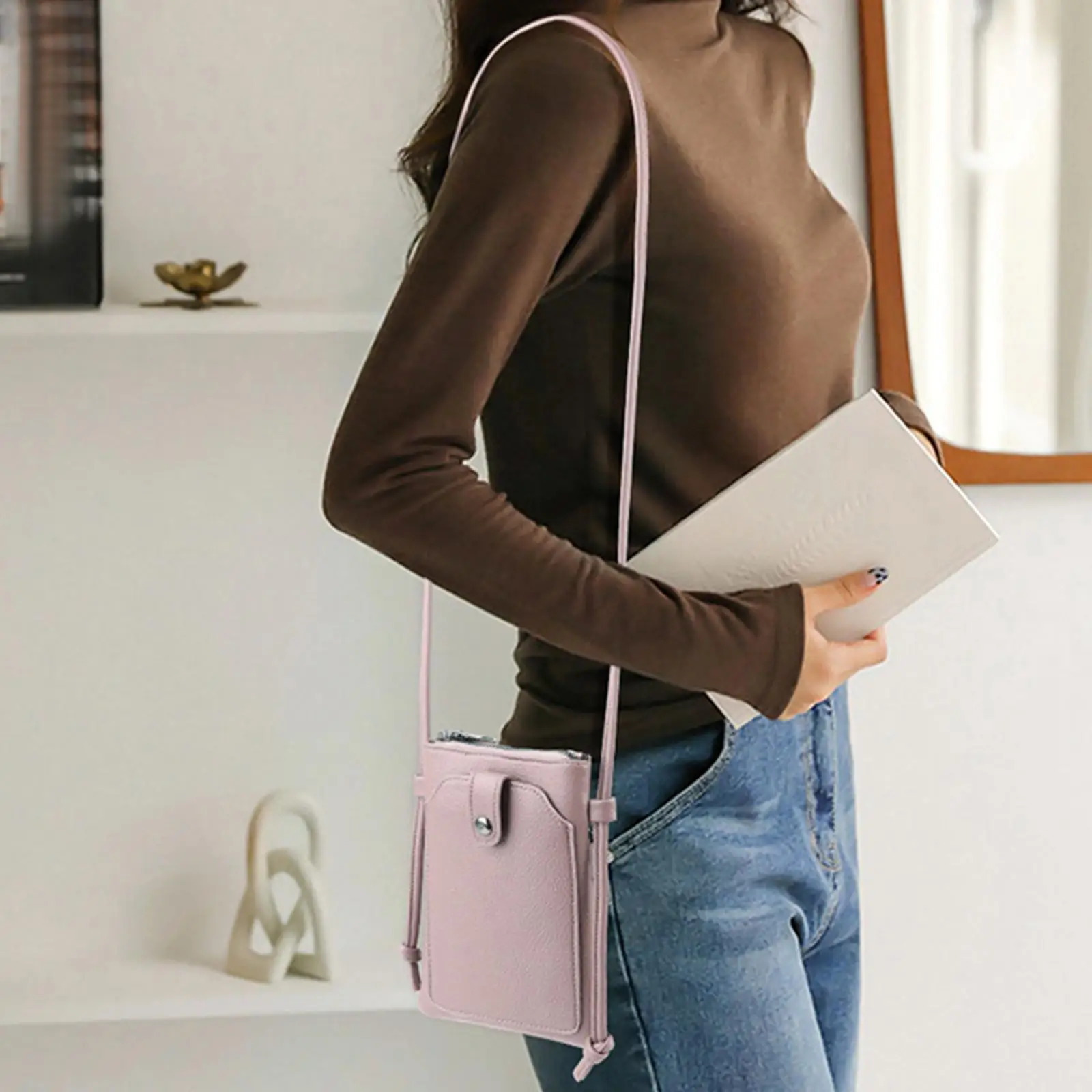 Portable Phone Purse Crossbody Bag for Women Mini PU Leather Shoulder Bag Casual Travel Shopping Handbag