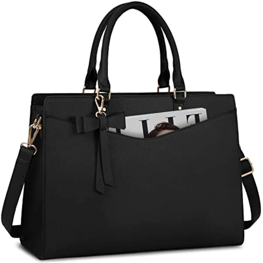 

Laptop Bag for Women 15.6 Inch PU Tote Bag Business Office Work Bag Waterproof Briefcase Computer Tote Lightweight Handbag Shou